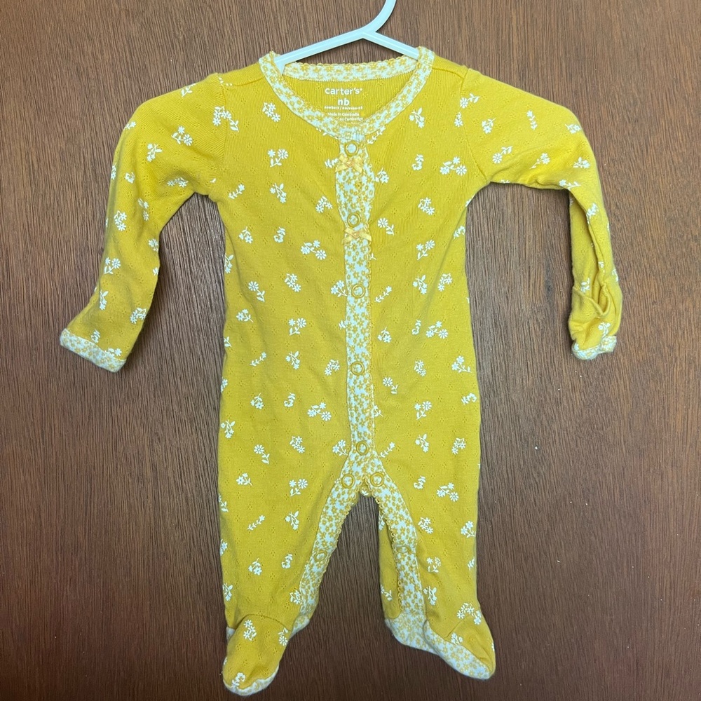 Carter's Yellow and White Butterfly Footie One Piece